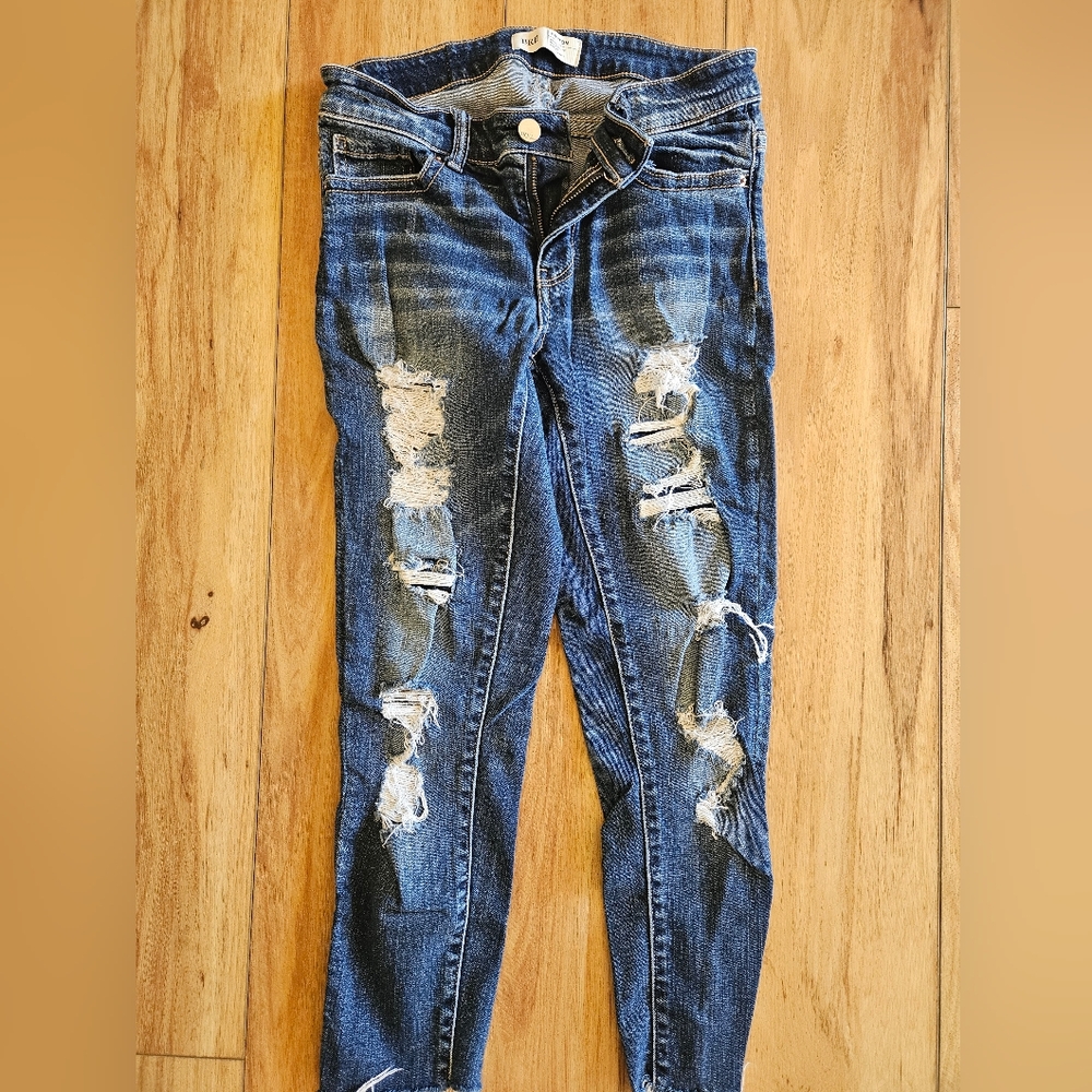 BKE Ripped Blue Skinny Jeans